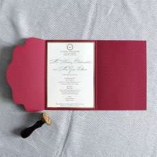 Simple Style Invitation Card Wedding Card Foiling Invitation Wine Red Customized
